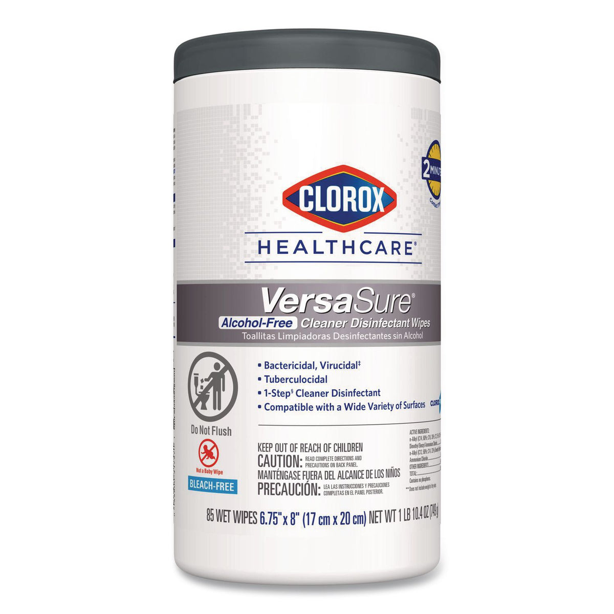 VersaSure Cleaner Disinfectant Wipes, 1-Ply, 8 x 6.75, Original Scent, White, 85 Towels/Can