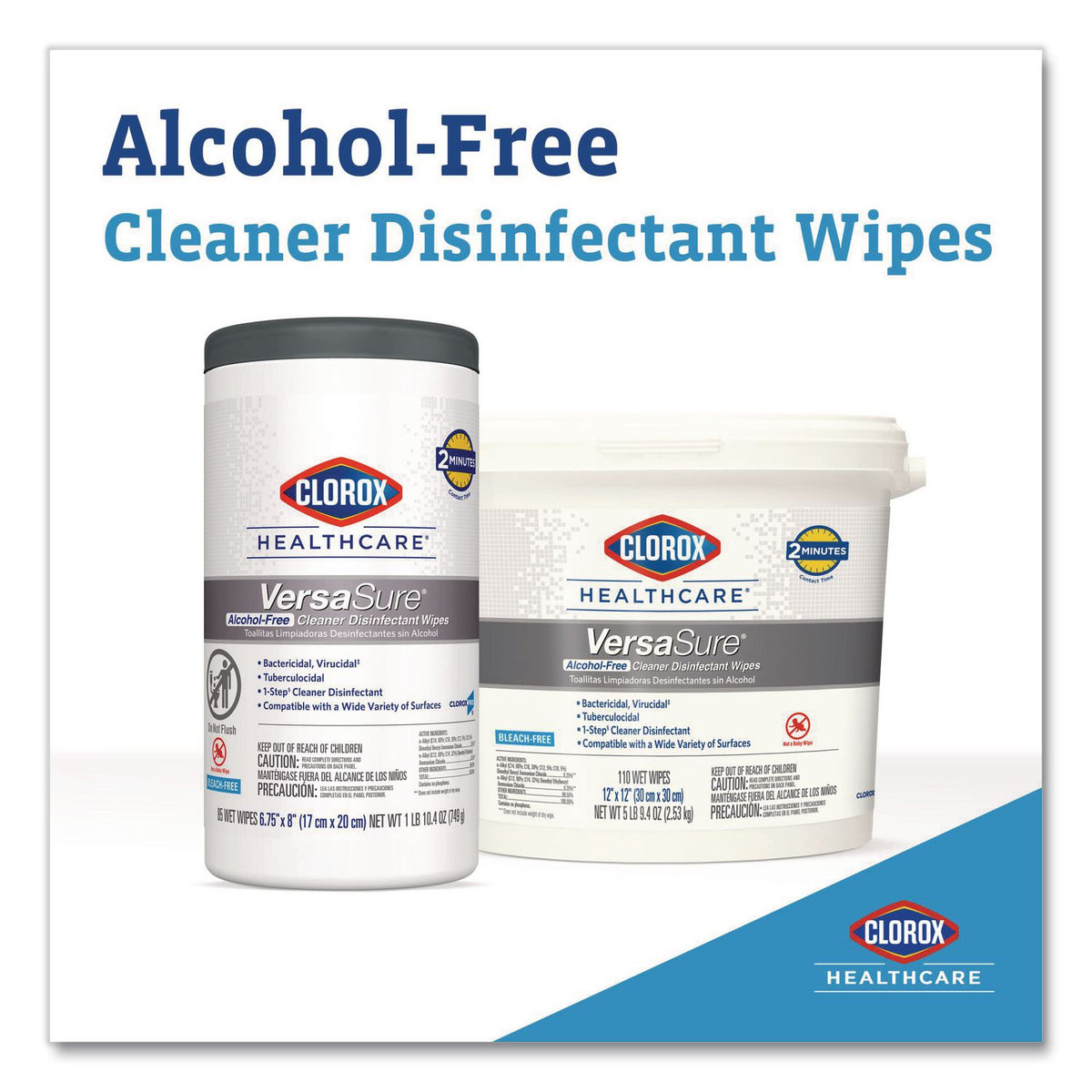 VersaSure Cleaner Disinfectant Wipes, 1-Ply, 8 x 6.75, Original Scent, White, 85 Towels/Can