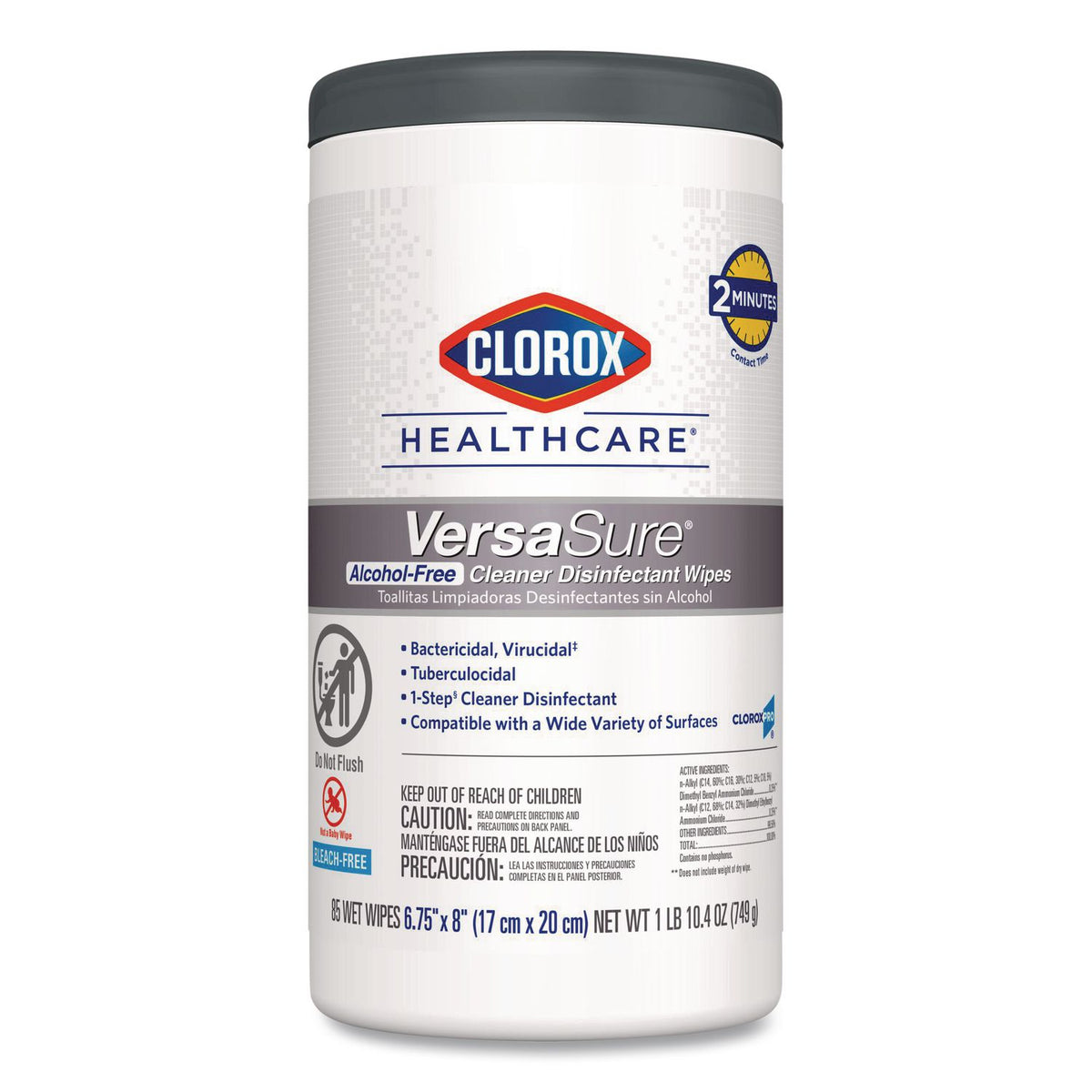 VersaSure Cleaner Disinfectant Wipes, 1-Ply, 8 x 6.75, Original Scent, White, 85 Towels/Can