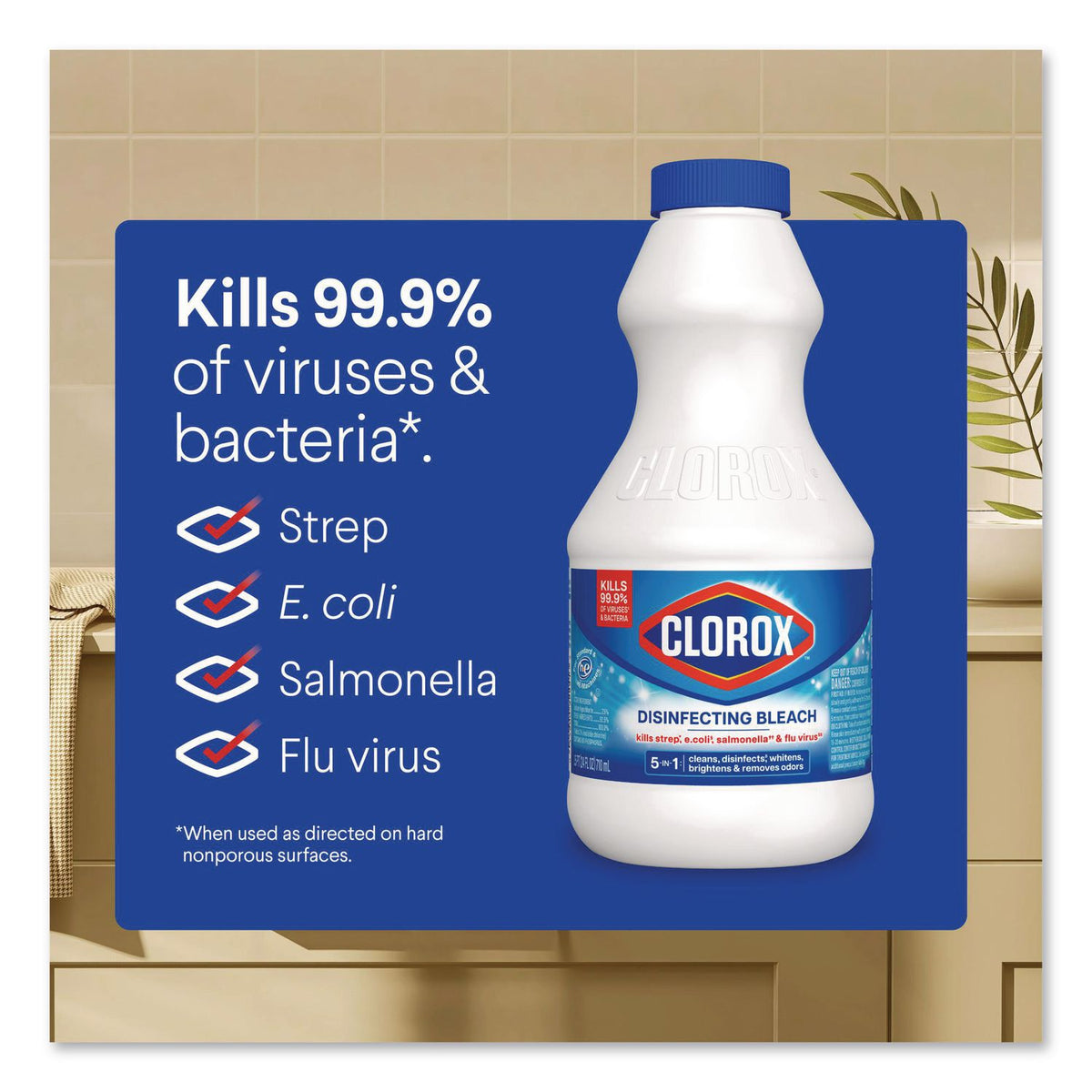 Regular Bleach with CloroMax Technology, 24 oz Bottle, 12/Carton