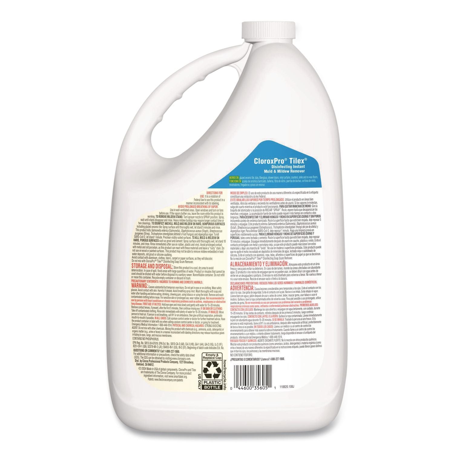 Disinfects Instant Mildew Remover, 128 oz Refill Bottle, 4/Carton