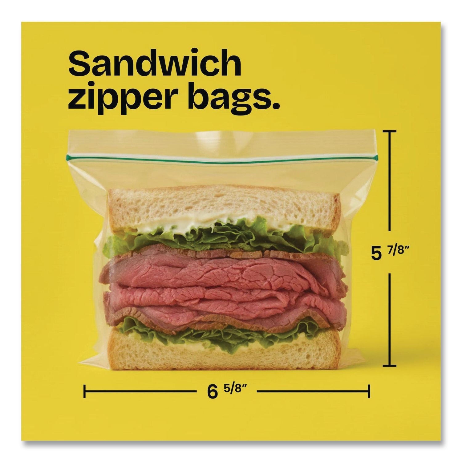 Sandwich Zipper Bags, 6.63" x 8", Clear, 600/Carton