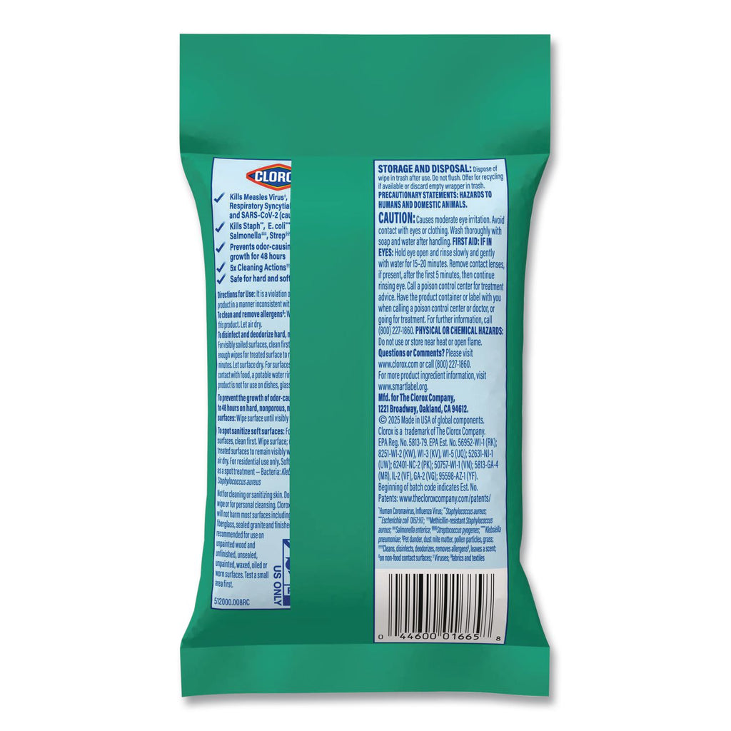 Clorox On The Go Bleach-Free Disinfecting Wipes - Ready-To-Use Wipe - Fresh Scent - 9 / Pack - 1 Each - White