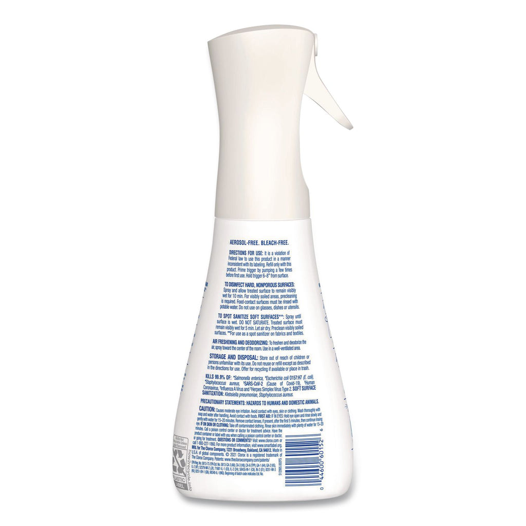 Clorox Disinfecting, Sanitizing, and Antibacterial Mist - 16 fl oz (0.5 quart) - Eucalyptus Peppermint Scent - 1 Each - Non-aerosol, Bleach-free - White