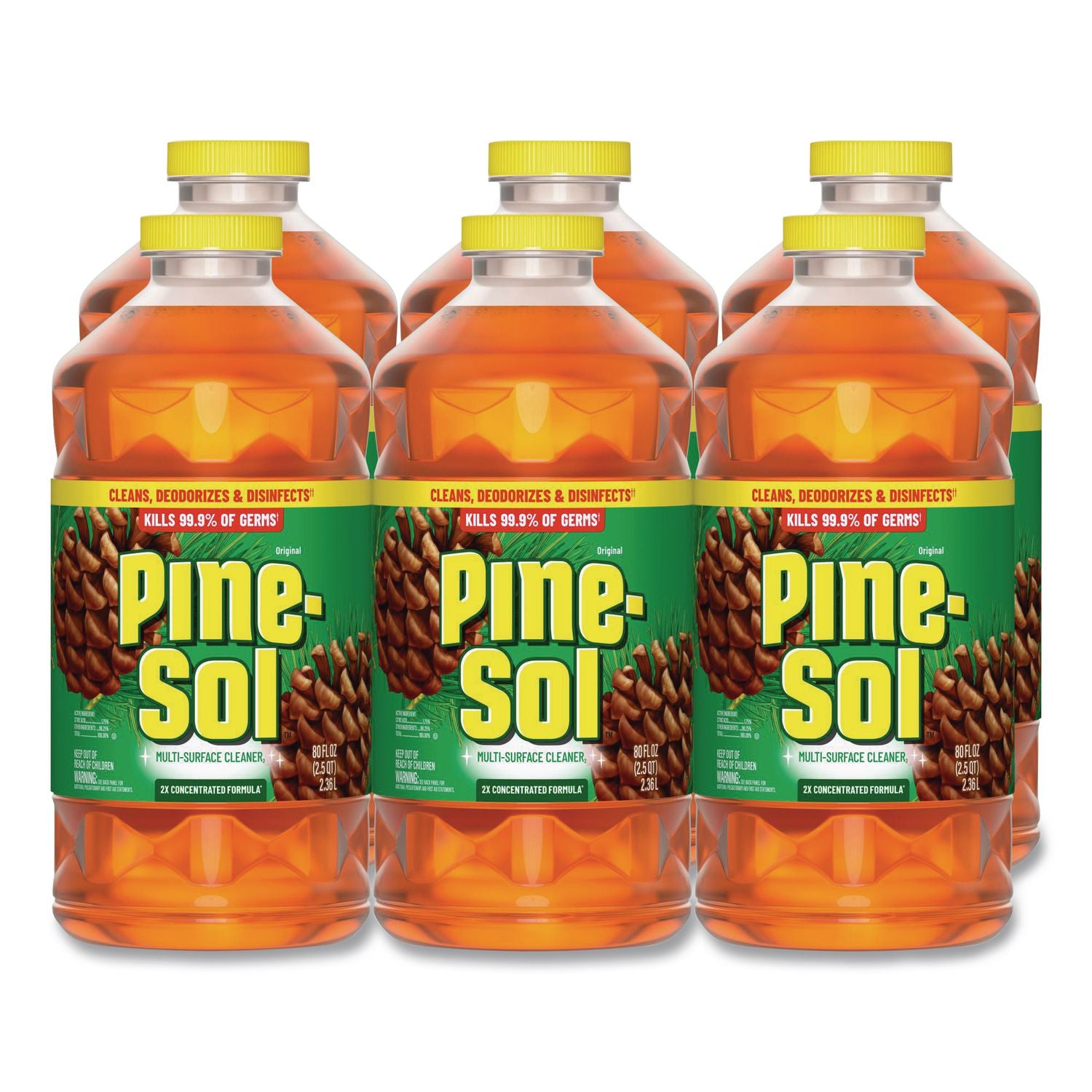 Multi-Surface Cleaner Disinfectant Concentrated, Pine Scent, 80 oz Bottle, 6/Carton