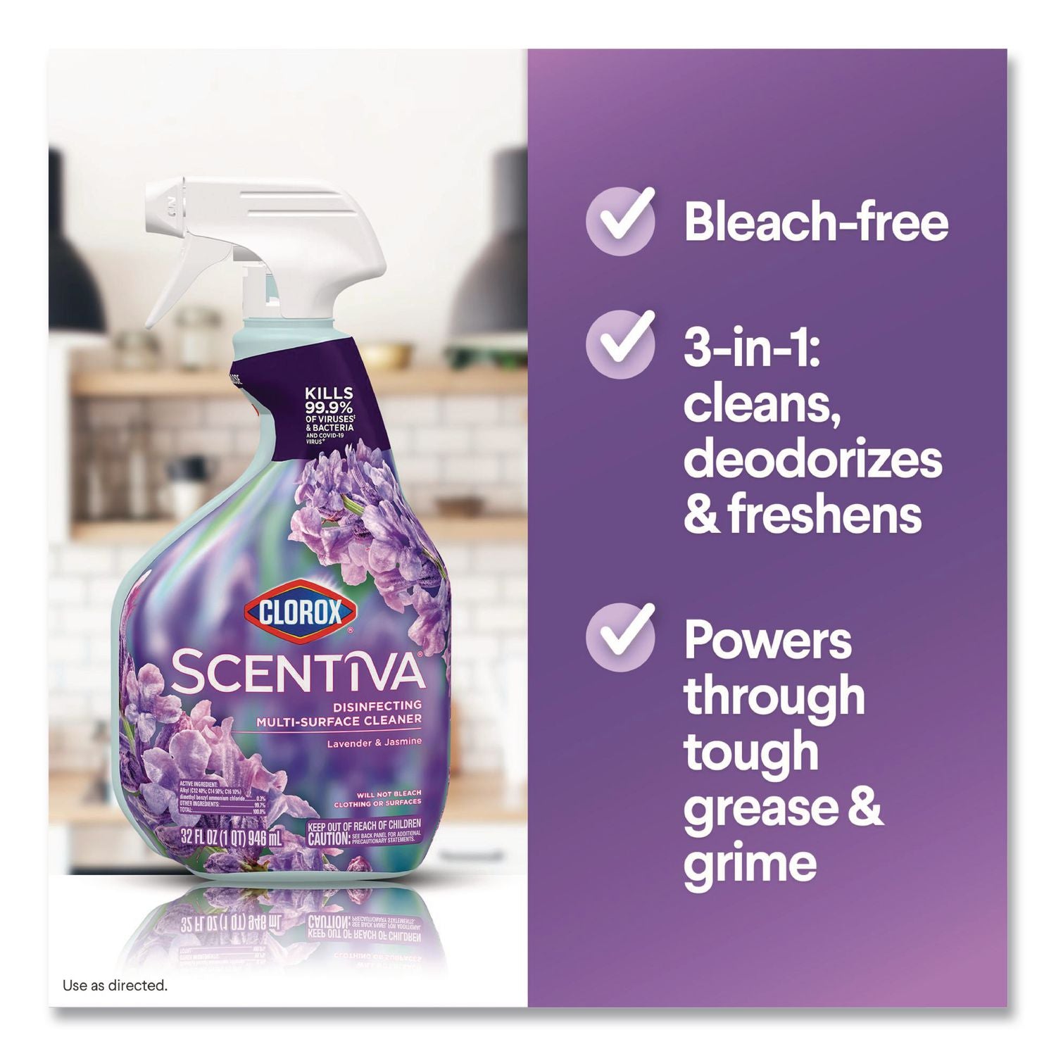 Scentiva Multi Surface Cleaner, Tuscan Lavender and Jasmine, 32 oz, 9/Carton