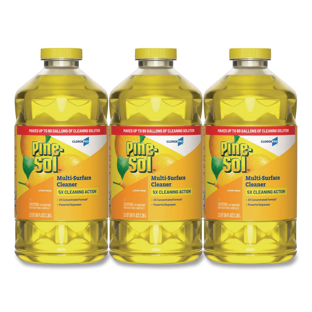 CloroxPro Multi-Surface Cleaner Concentrated, Lemon Fresh Scent, 80 oz Bottle, 3/Carton