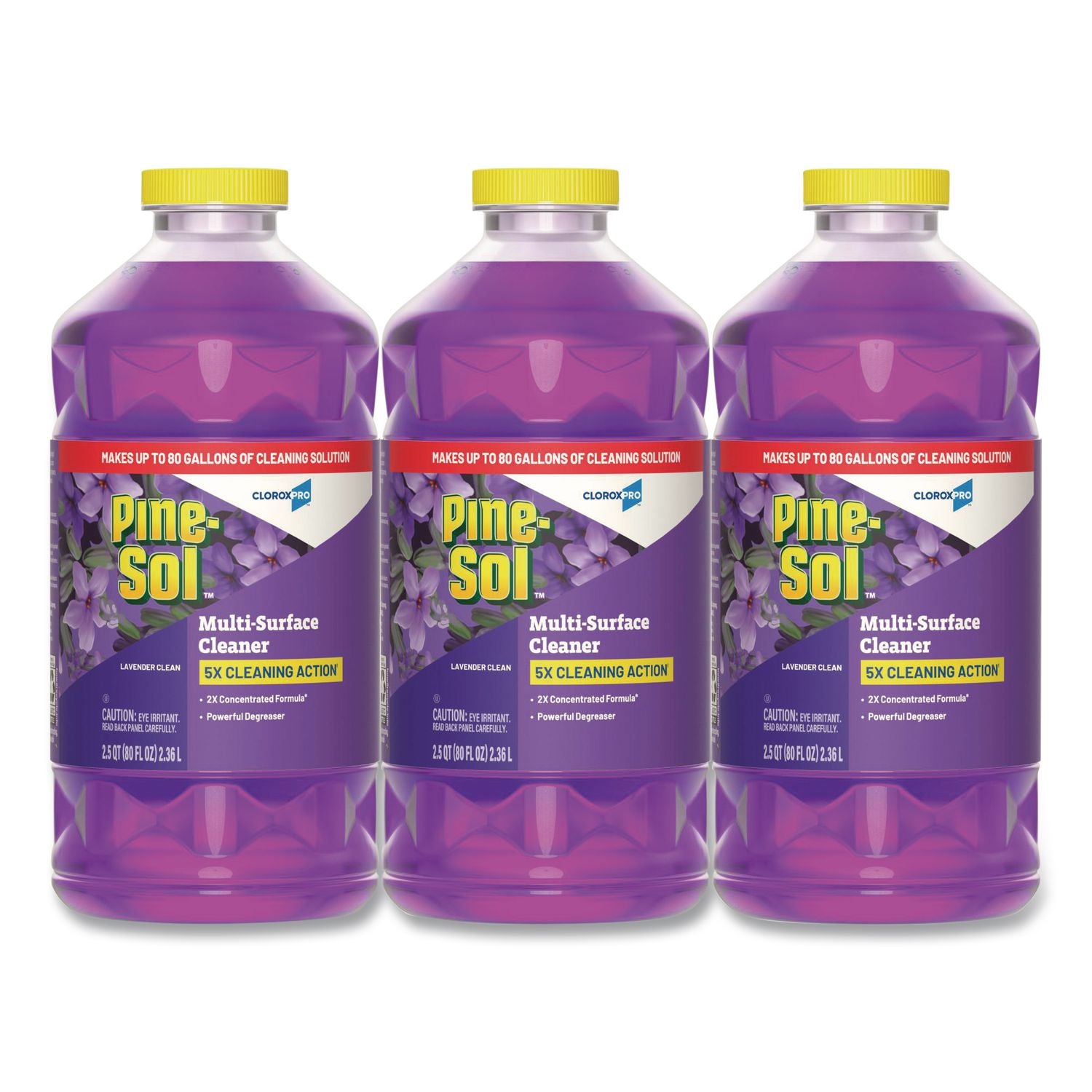 CloroxPro Multi-Surface Cleaner Concentrated, Lavender Clean Scent, 80 oz Bottle, 3/Carton
