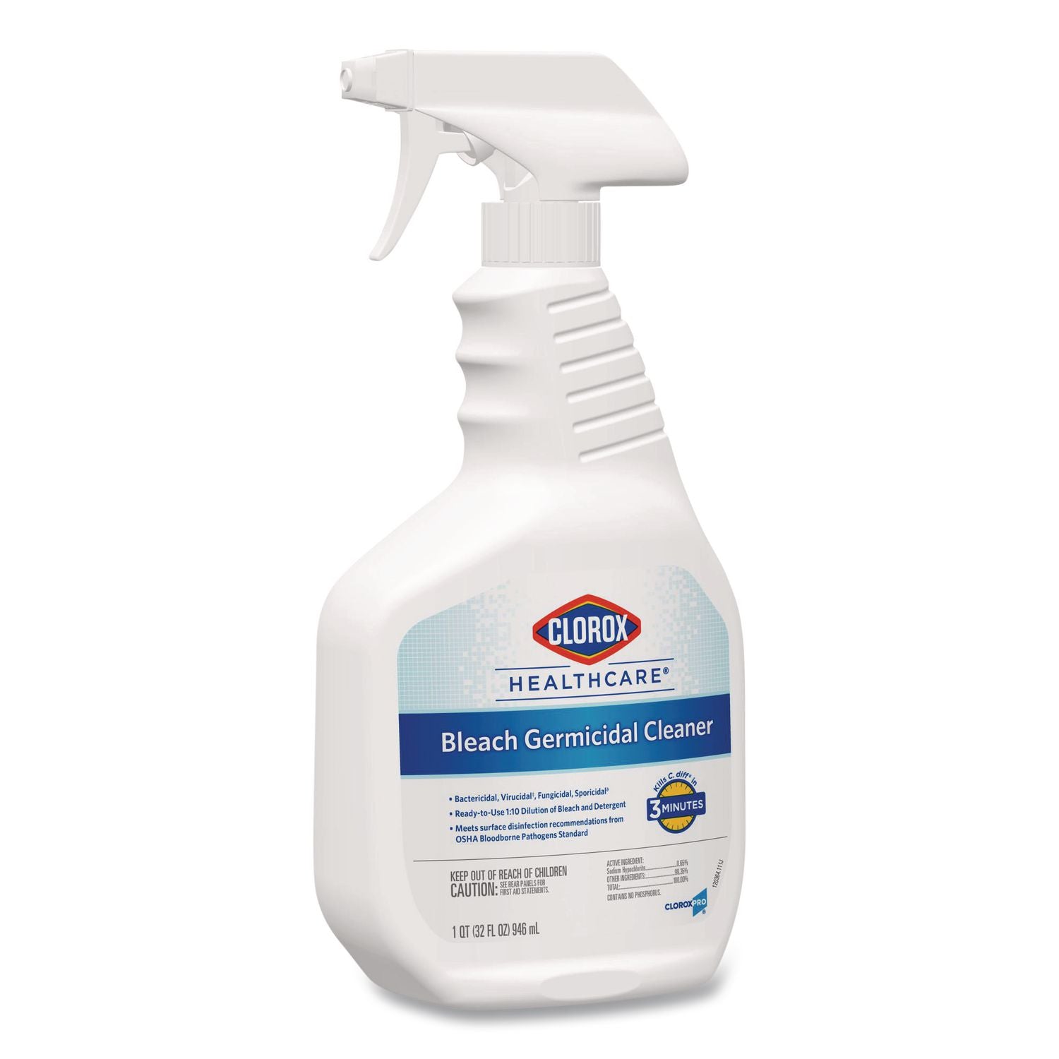 Bleach Germicidal Cleaner, 32 oz Spray Bottle, 6/Carton