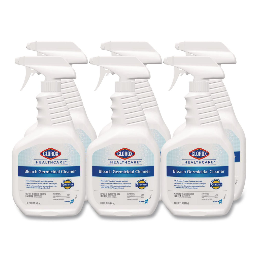 Bleach Germicidal Cleaner, 32 oz Spray Bottle, 6/Carton