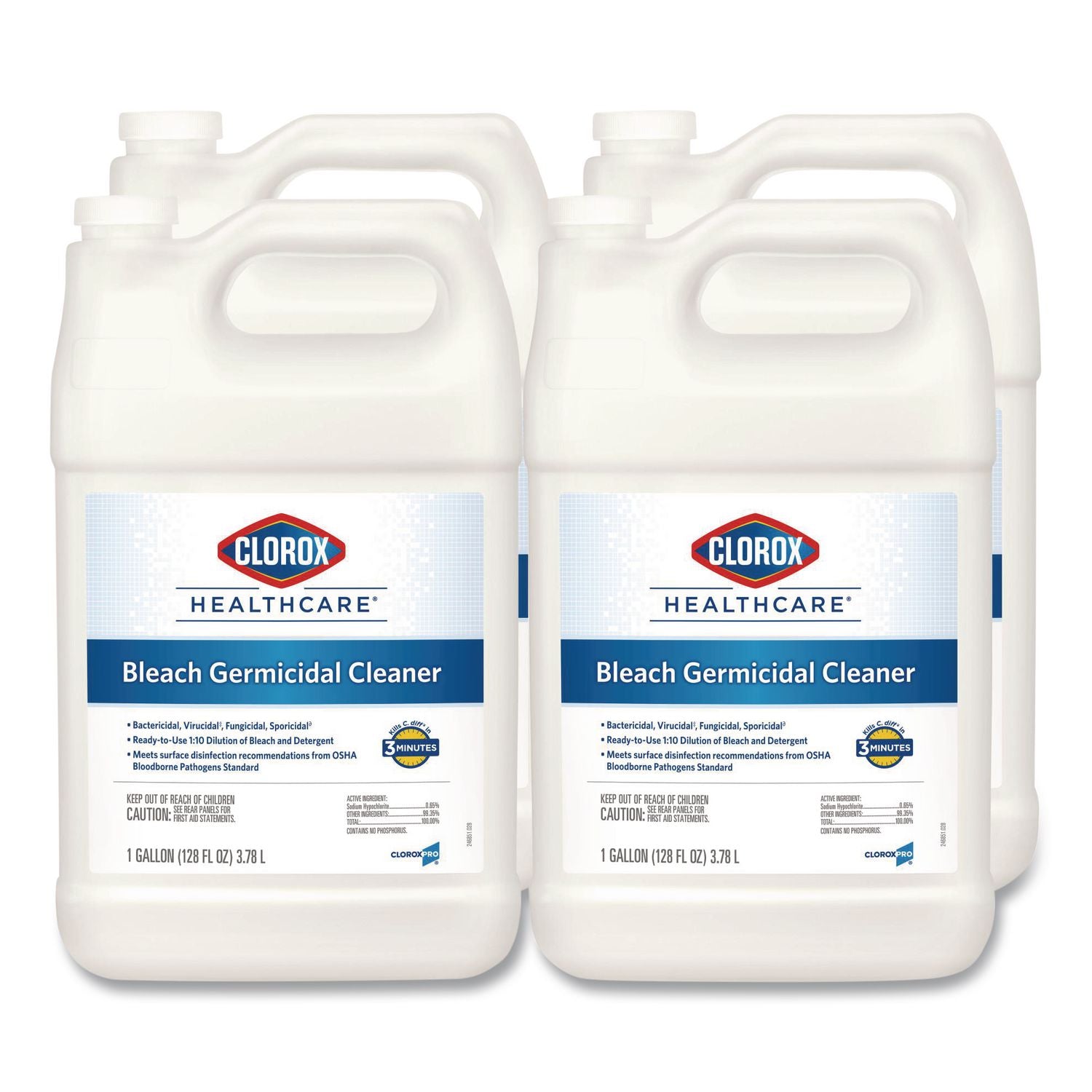 Bleach Germicidal Cleaner, 128 oz Refill Bottle, 4/Carton