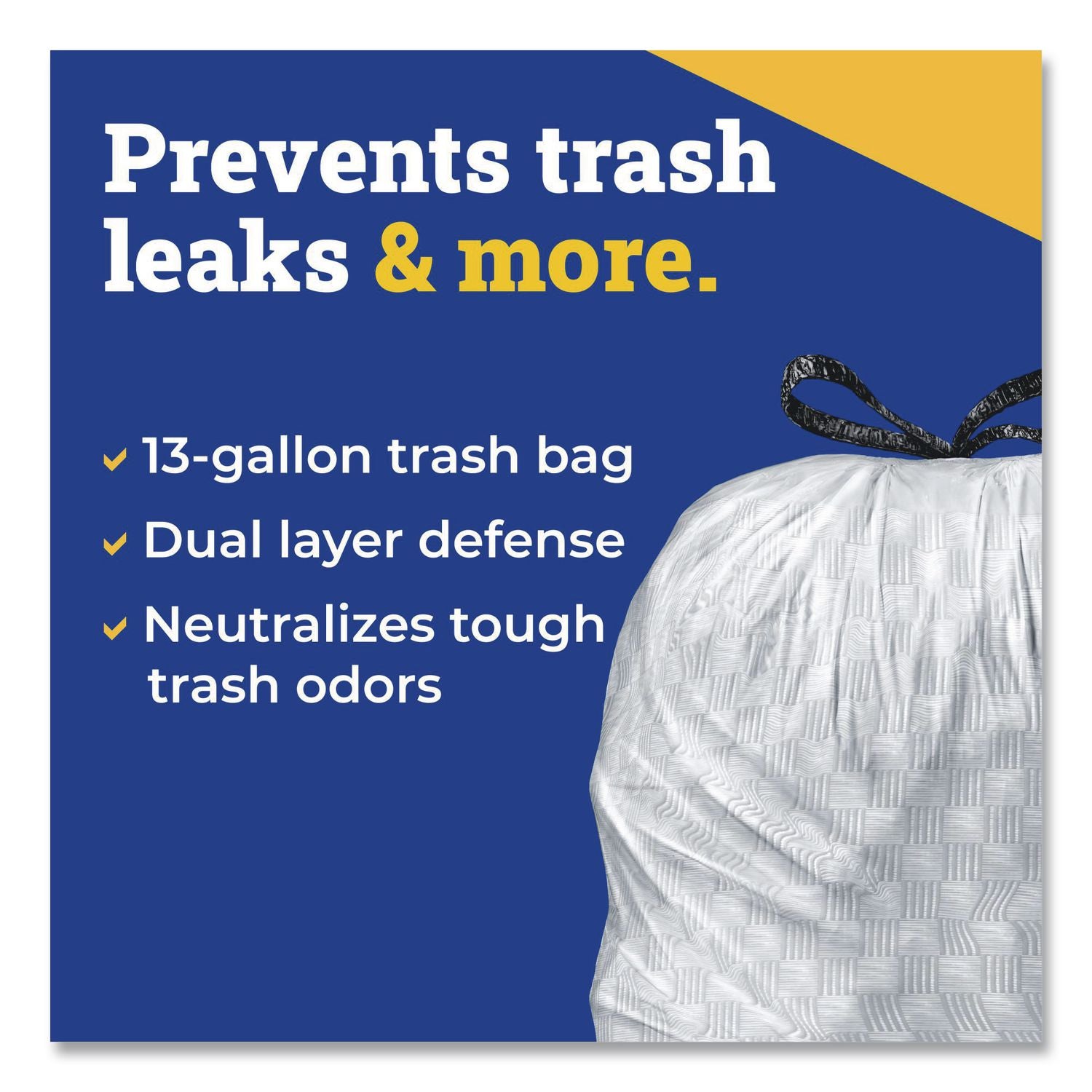 ForceFlex Tall Kitchen Drawstring Trash Bags, 13 gal, 0.72 mil, 23.75" x 24.88", Gray, 100/Box
