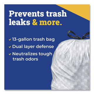 ForceFlex Tall Kitchen Drawstring Trash Bags, 13 gal, 0.72 mil, 23.75" x 24.88", Gray, 100/Box