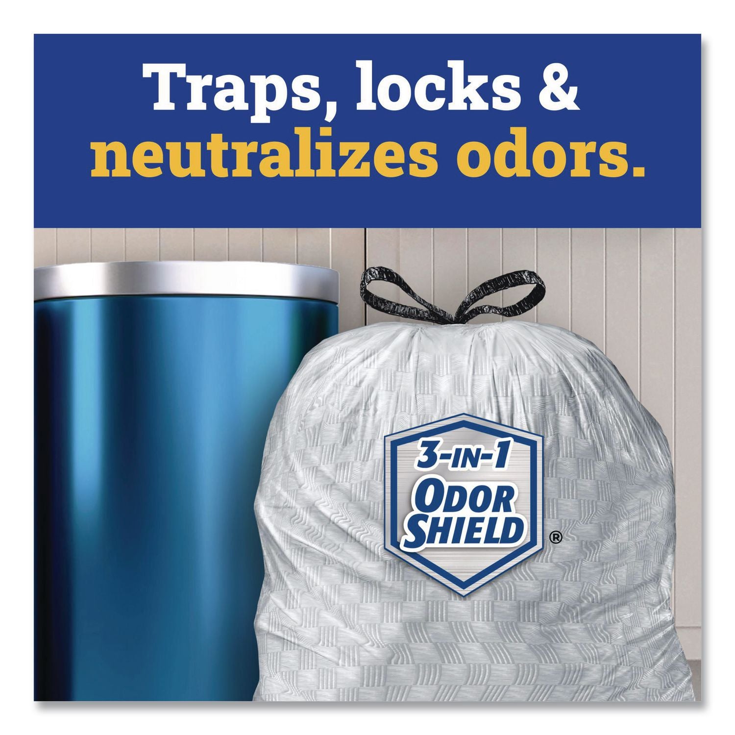 ForceFlex Tall Kitchen Drawstring Trash Bags, 13 gal, 0.72 mil, 23.75" x 24.88", Gray, 100/Box