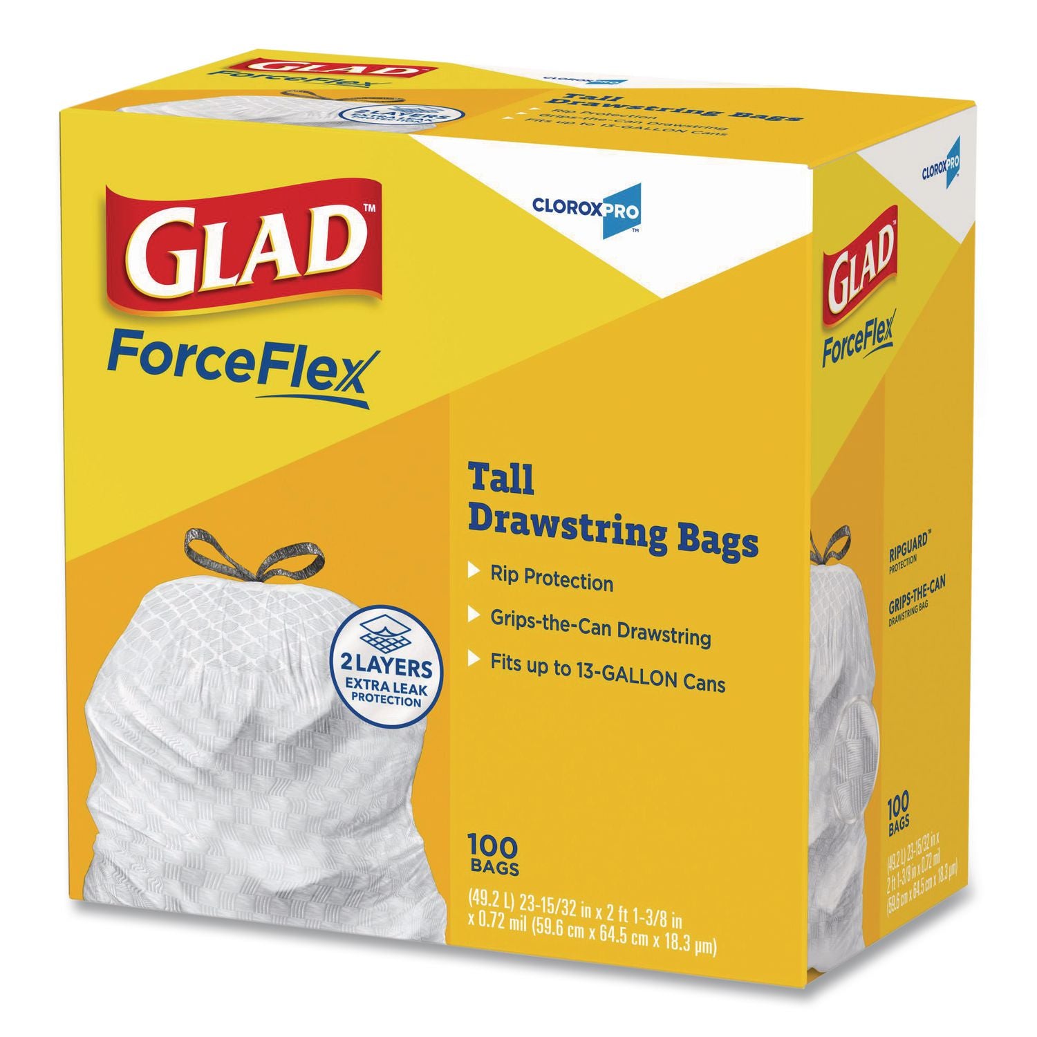 Tall Kitchen Drawstring Trash Bags, 13 gal, 0.72 mil, 24" x 27.38", Gray, 100/Box