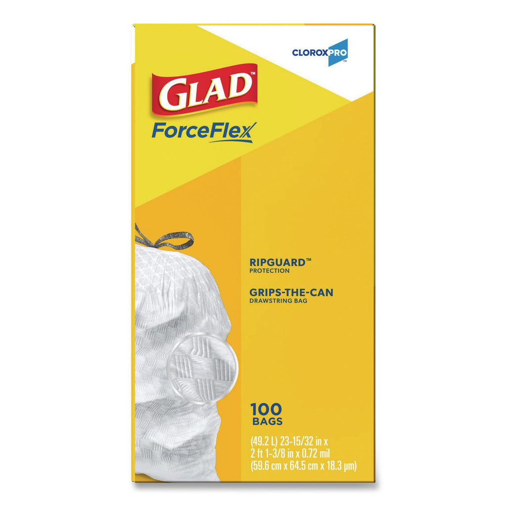 Tall Kitchen Drawstring Trash Bags, 13 gal, 0.72 mil, 24" x 27.38", Gray, 100/Box