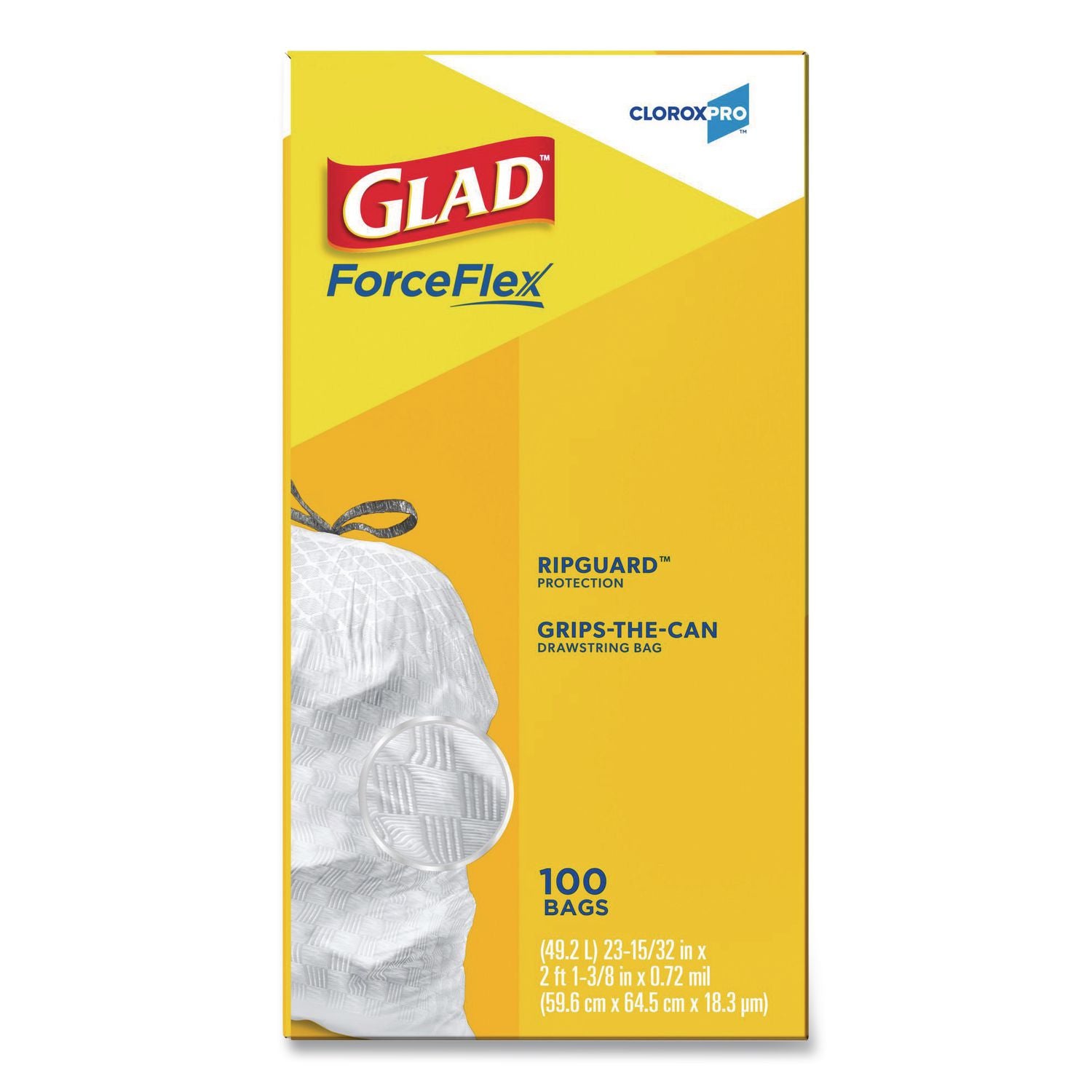 Tall Kitchen Drawstring Trash Bags, 13 gal, 0.72 mil, 24" x 27.38", Gray, 100/Box
