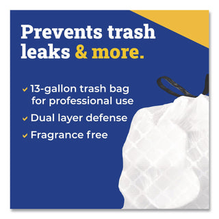 Tall Kitchen Drawstring Trash Bags, 13 gal, 0.72 mil, 24" x 27.38", Gray, 100 Bags/Box, 4 Boxes/Carton