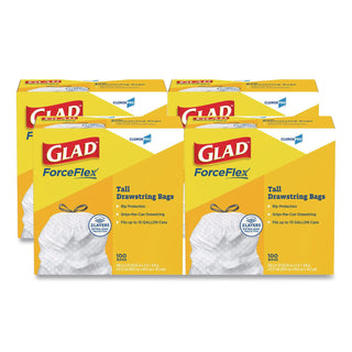 Tall Kitchen Drawstring Trash Bags, 13 gal, 0.72 mil, 24" x 27.38", Gray, 100 Bags/Box, 4 Boxes/Carton