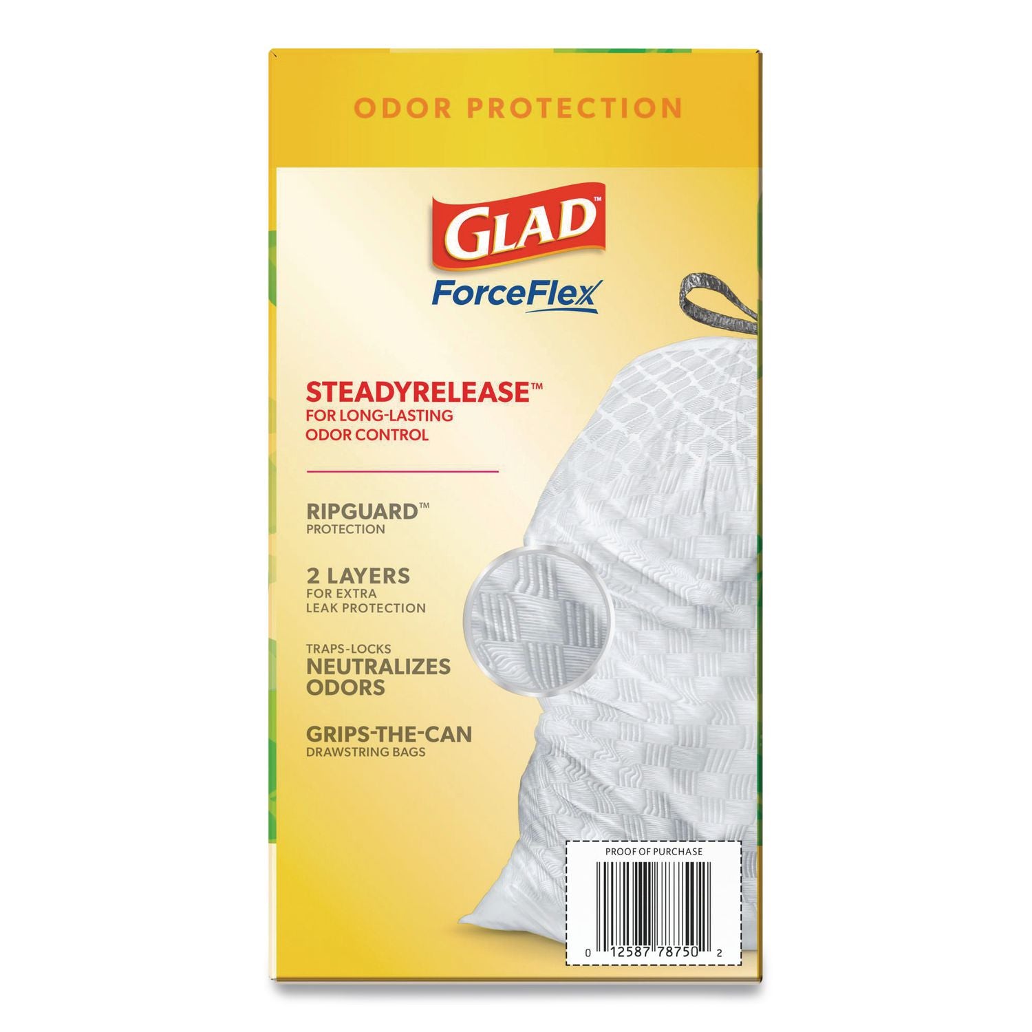 OdorShield Tall Kitchen Drawstring Bags, 13 gal, 0.95 mil, 24" x 27.38", White, 80/Box