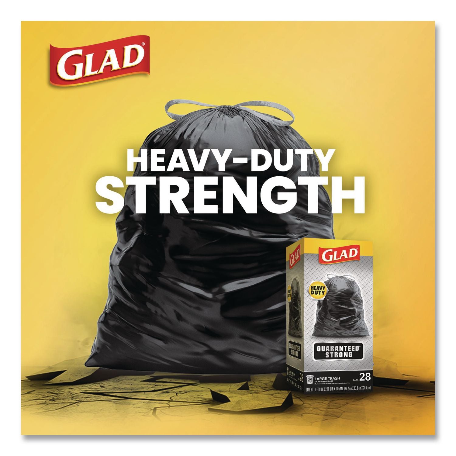 Drawstring Large Trash Bags, 30 gal, 1.05 mil, 30" x 33", Black, 90/Carton