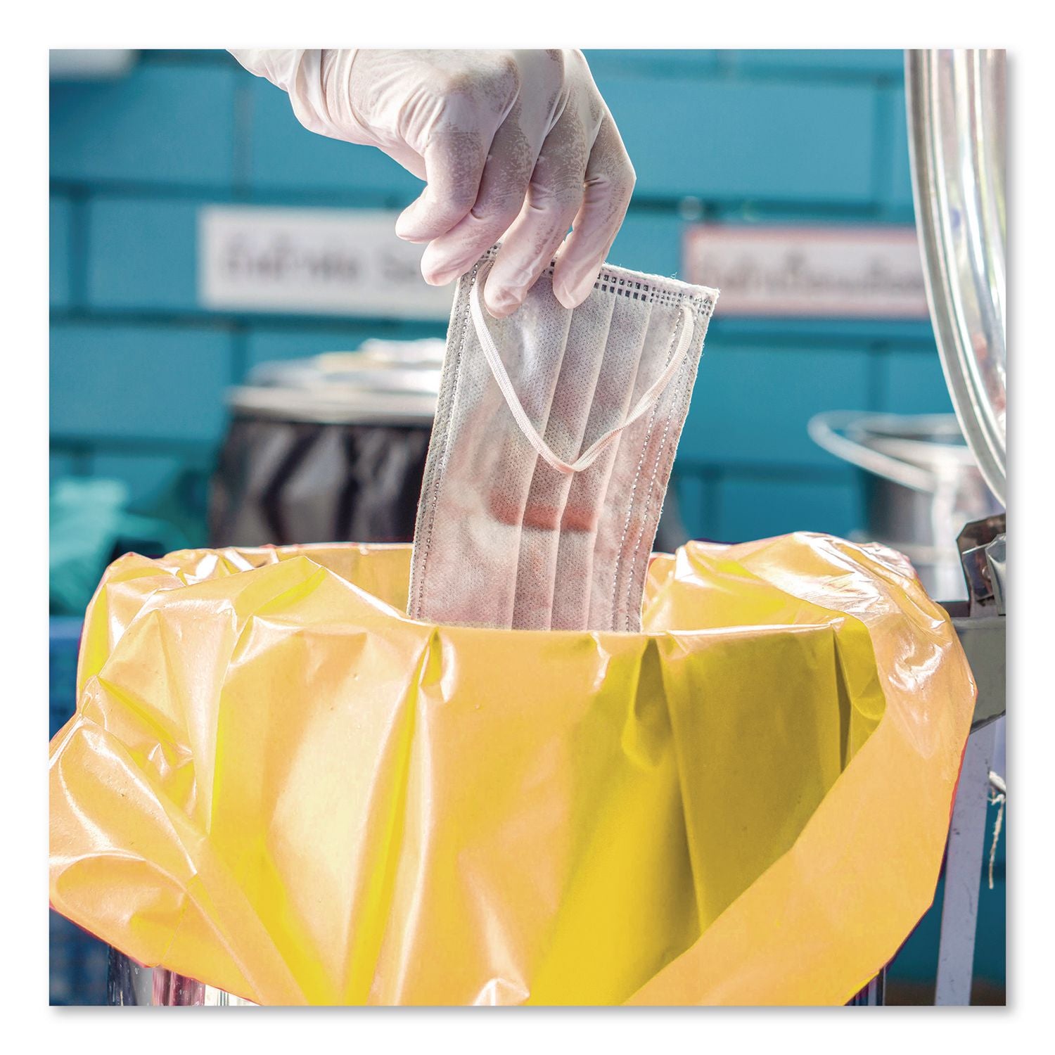 Healthcare Biohazard Printed Can Liners, 20-30 gal, 1.3 mil, 30" x 43", Yellow, 200/Carton