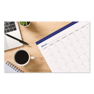 Recycled Nondated Desk Pad Calendar, 22 x 17, White/Blue Sheets, Blue Binding, Blue Corners, 12-Month (Jan to Dec): Undated