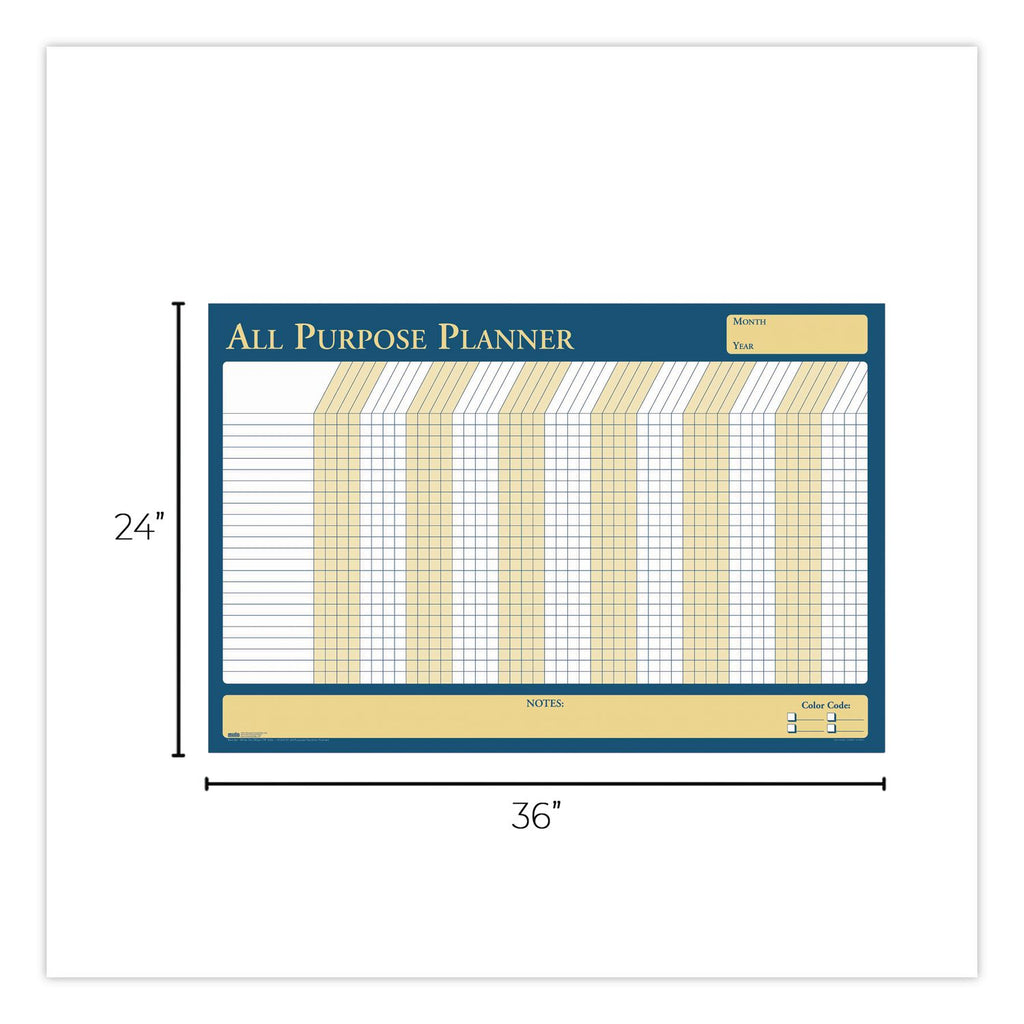 100% Recycled All-Purpose/Vacation Planner, 36 x 24, White/Blue/Yellow Surface