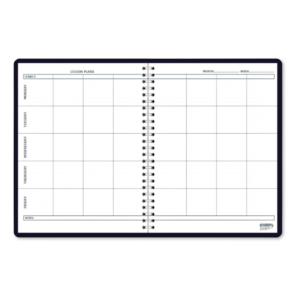 Recycled Lesson Plan Book, Weekly, Two-Page Spread (Eight Classes), 11 x 8.5, Blue Cover
