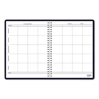 Recycled Lesson Plan Book, Weekly, Two-Page Spread (Eight Classes), 11 x 8.5, Blue Cover