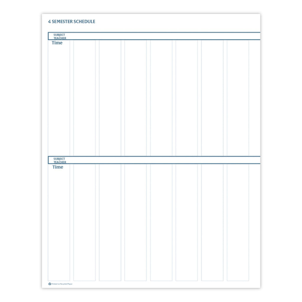 Recycled Lesson Plan Book, Weekly, Two-Page Spread (Eight Classes), 11 x 8.5, Blue Cover