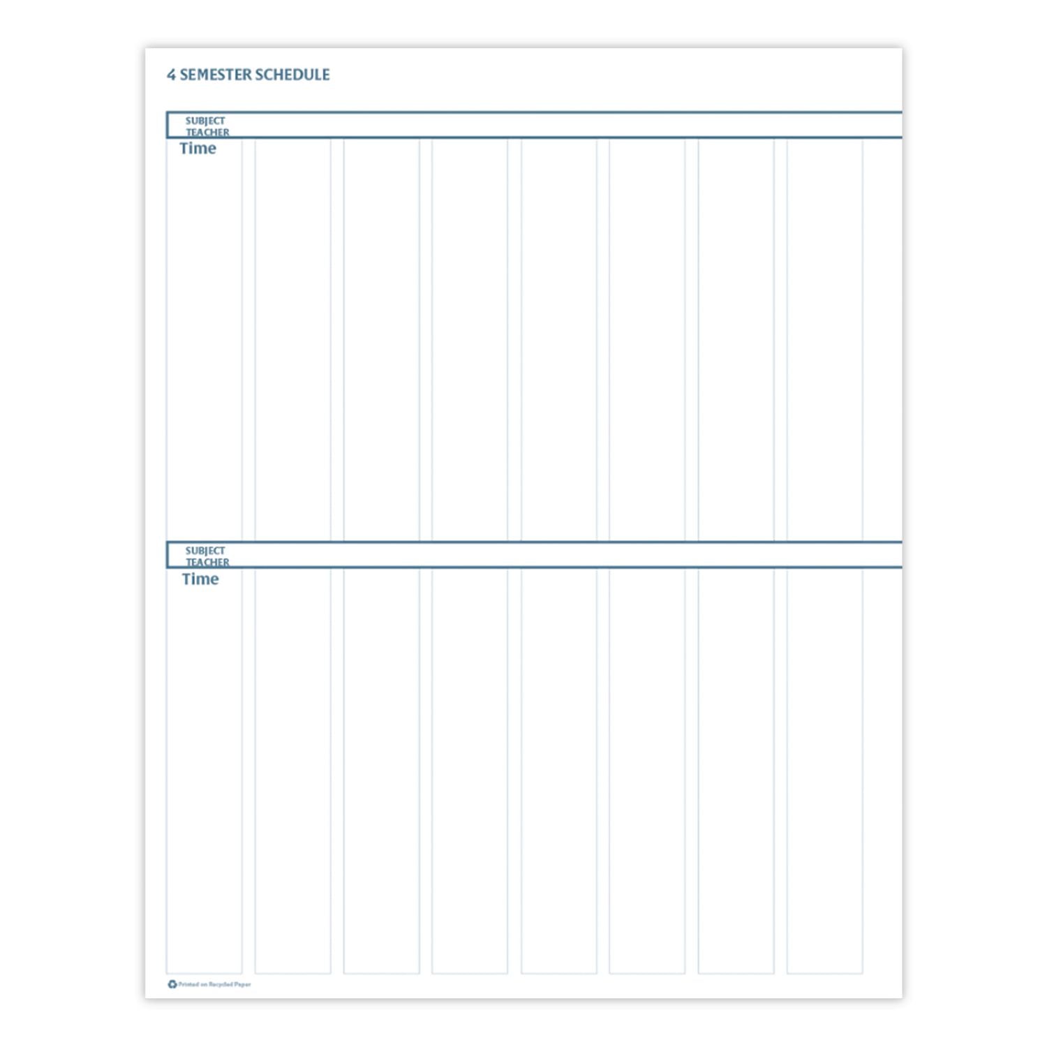 Recycled Lesson Plan Book, Weekly, Two-Page Spread (Eight Classes), 11 x 8.5, Blue Cover