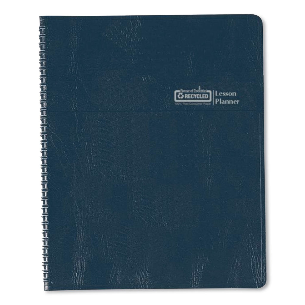 Recycled Lesson Plan Book, Weekly, Two-Page Spread (Eight Classes), 11 x 8.5, Blue Cover