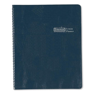 Recycled Lesson Plan Book, Weekly, Two-Page Spread (Eight Classes), 11 x 8.5, Blue Cover
