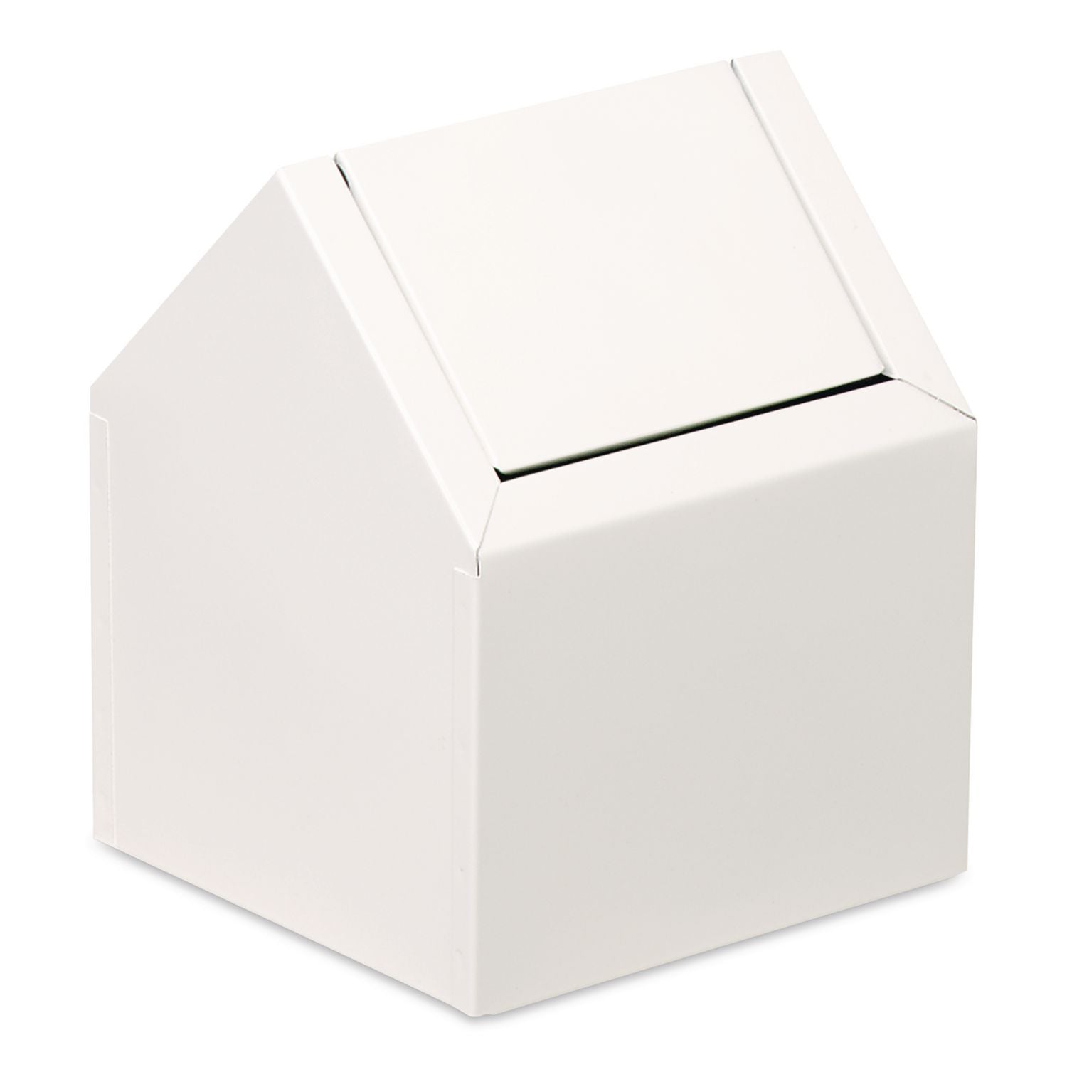 Double Entry, Swing Top Floor Receptacle, Metal, White