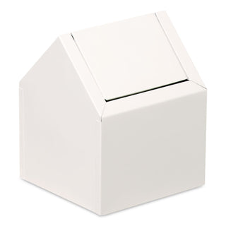 Double Entry, Swing Top Floor Receptacle, Metal, White