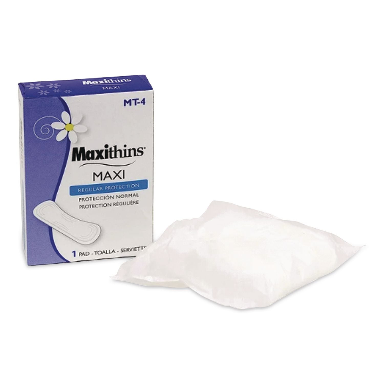 Maxithins Vended Sanitary Napkins #4, Maxi, 250 Individually Boxed Napkins/Carton