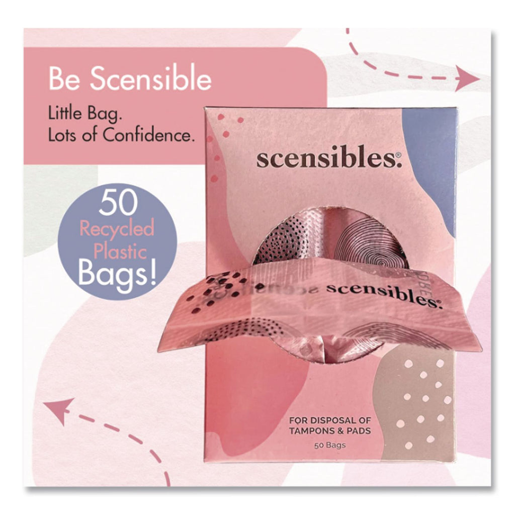 Scensibles Personal Disposal Bags, 3.38" x 9.75", Pink, 50 Bags/Box, 24 Boxes/Carton