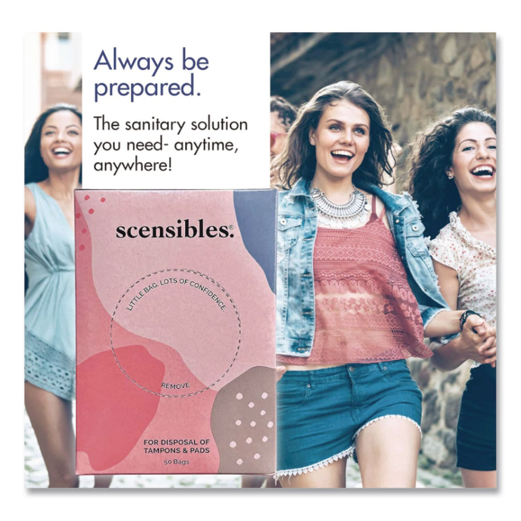 Scensibles Personal Disposal Bags, 3.38" x 9.75", Pink, 50 Bags/Box, 24 Boxes/Carton