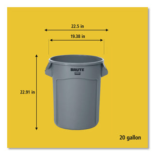 Rubbermaid Commercial Brute 20-Gallon Vented Recycling Container - 20 gal Capacity - Fade Resistant, Durable, Reinforced, UV Coated, Damage Resistant, Warp Resistant, Crack Resistant, Heavy Duty, Handle, Reinforced, Tear Resistant - 22.9" Height x 19