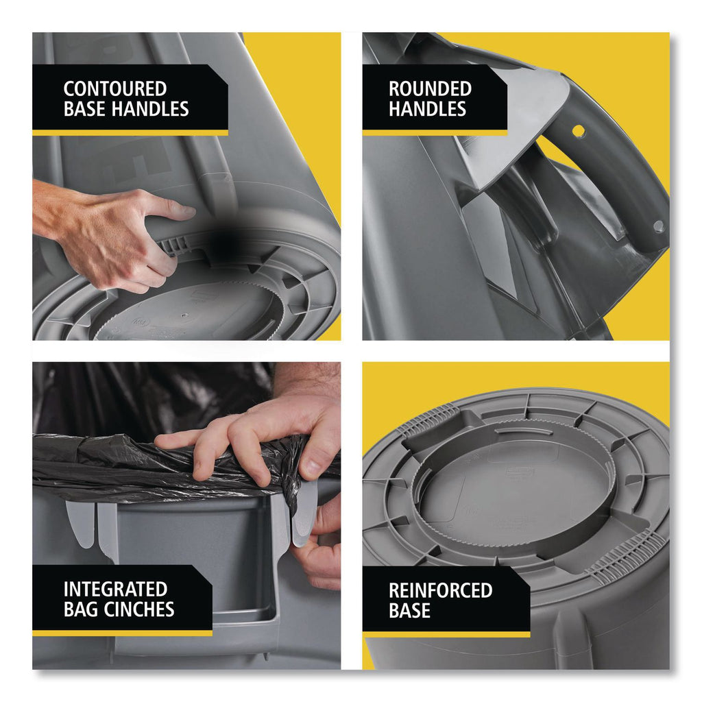 Rubbermaid Commercial Brute 20-Gallon Vented Recycling Container - 20 gal Capacity - Fade Resistant, Durable, Reinforced, UV Coated, Damage Resistant, Warp Resistant, Crack Resistant, Heavy Duty, Handle, Reinforced, Tear Resistant - 22.9" Height x 19