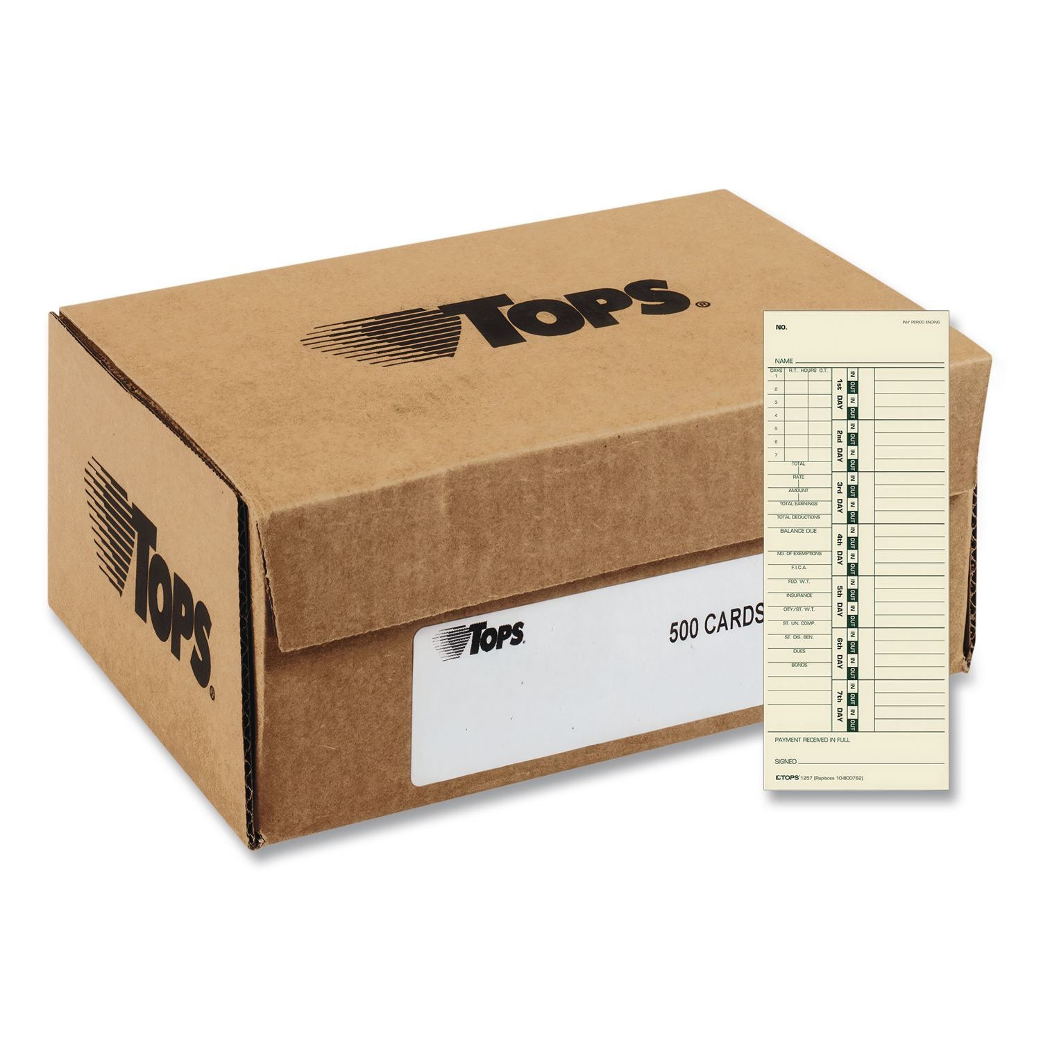Time Clock Cards, Replacement for 10-800762, Two Sides, 3.5 x 9, 500/Box