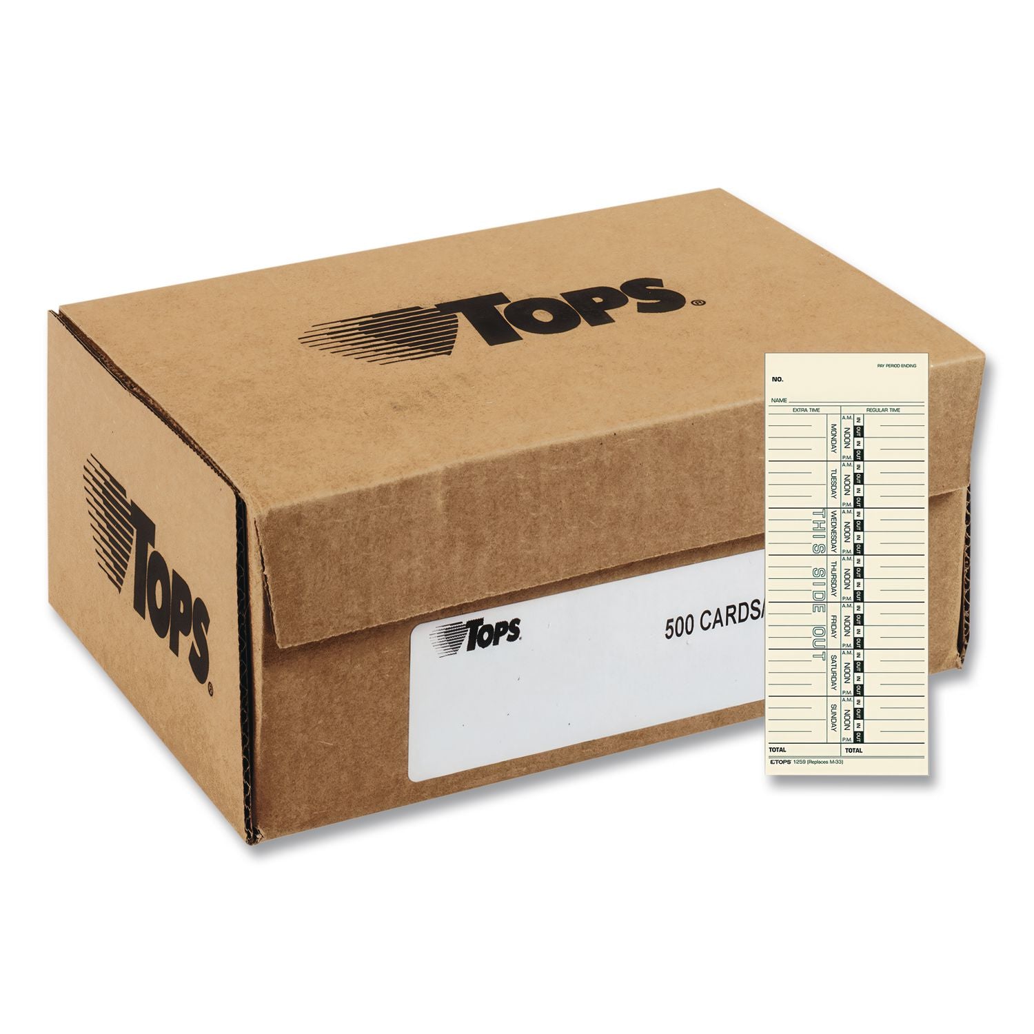 Time Clock Cards, Replacement for M-33, One Side, 3.5 x 9, 500/Box