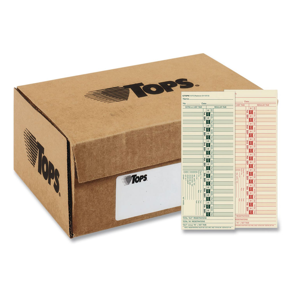 Time Clock Cards, Replacement for CH-107-2, Two Sides, 3.5 x 9, 500/Box
