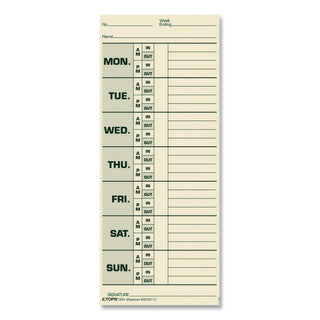 Time Clock Cards, Replacement for 331-10, Two Sides, 3.5 x 8.5, 500/Box
