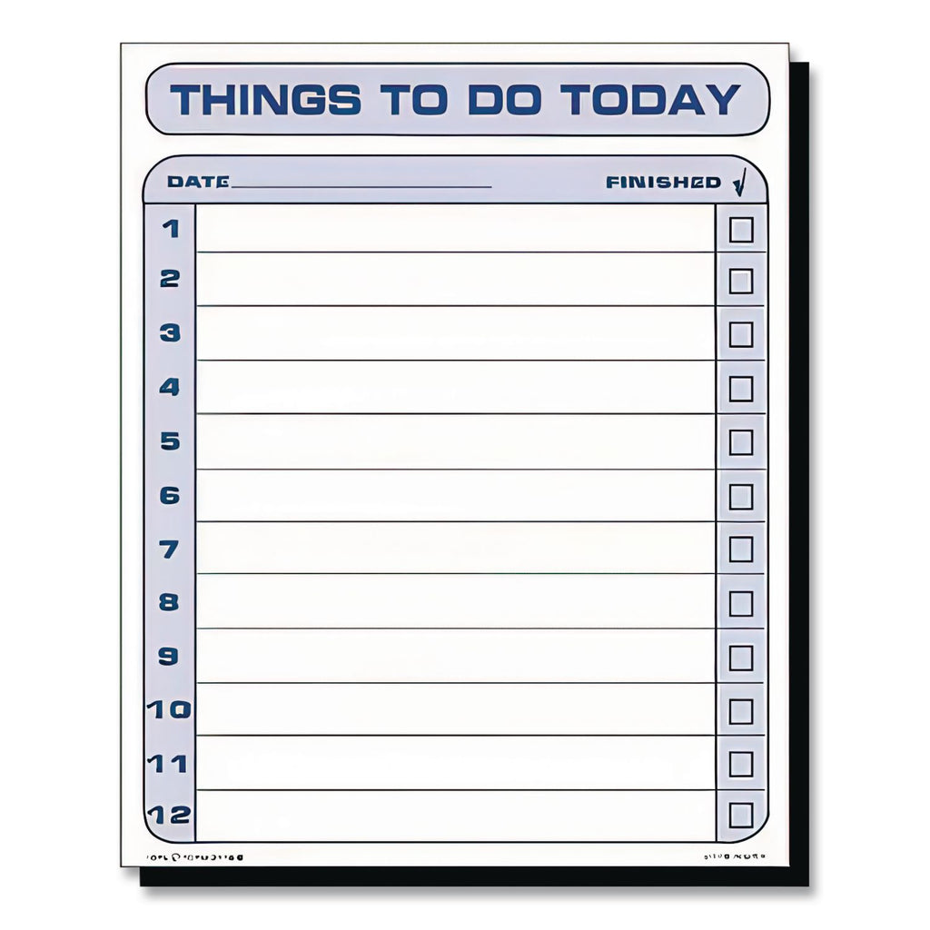 Things To Do Today" Daily Agenda Pad, One-Part (No Copies), 8.5 x 11, 100 Forms Total