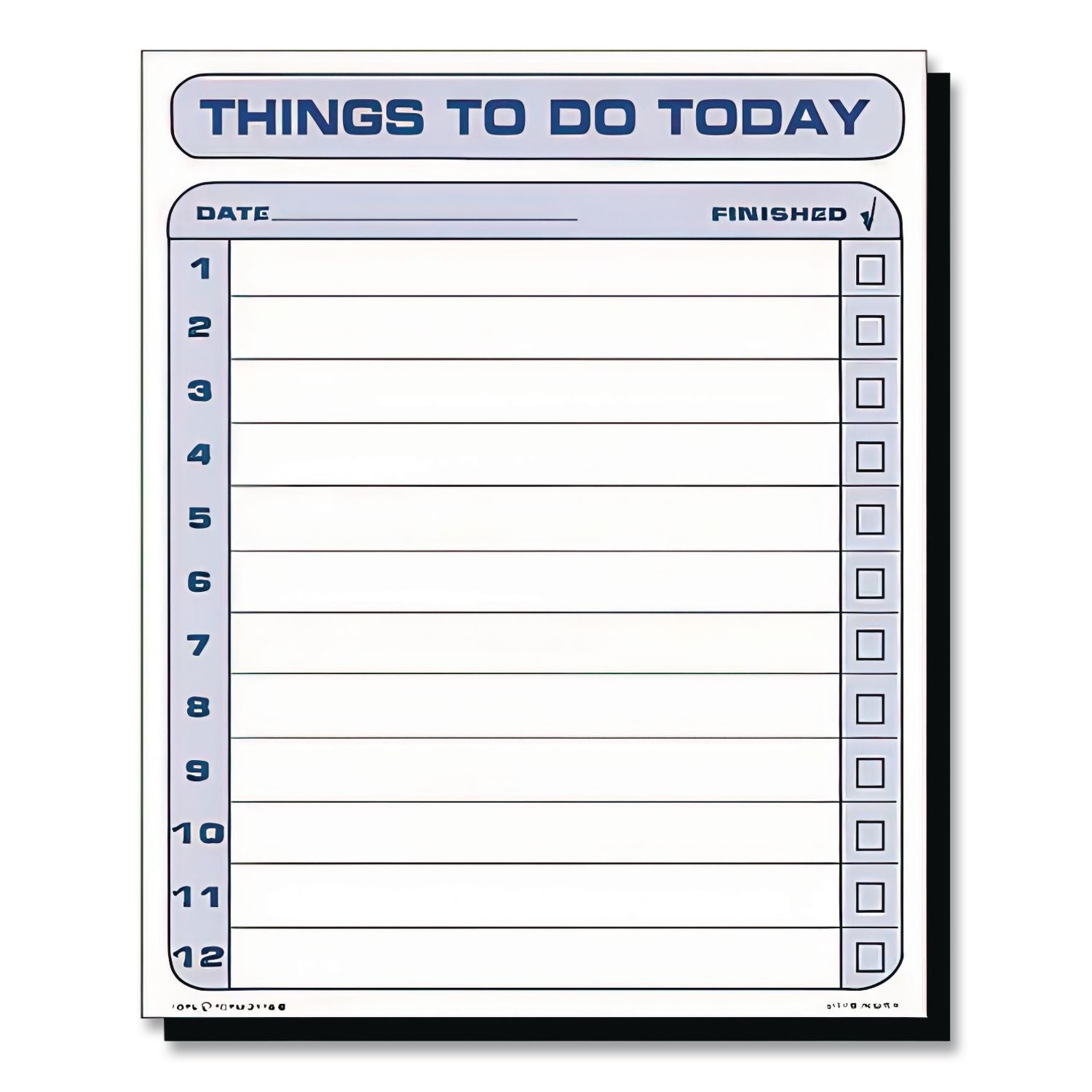 Things To Do Today" Daily Agenda Pad, One-Part (No Copies), 8.5 x 11, 100 Forms Total