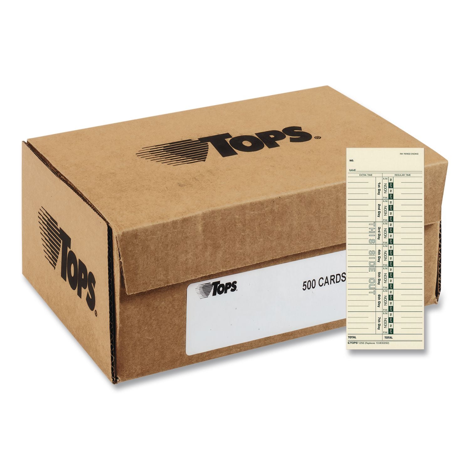 TOPS Numbered Days Time Cards - 3.50" x 9" Sheet Size - Yellow - Manila Sheet(s) - Green Print Color - 100 / Pack