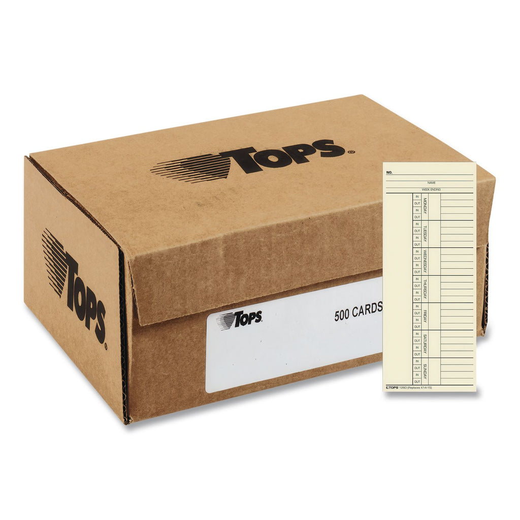 TOPS Named Days/Overtime Time Cards - 3.37" x 8.25" Sheet Size - Yellow - Manila Sheet(s) - Green, Red Print Color - 100 / Pack
