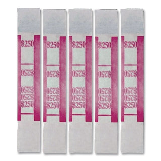 Color-Coded Kraft Currency Straps, Dollar Bill, $250, Self-Adhesive, 1000/Pack